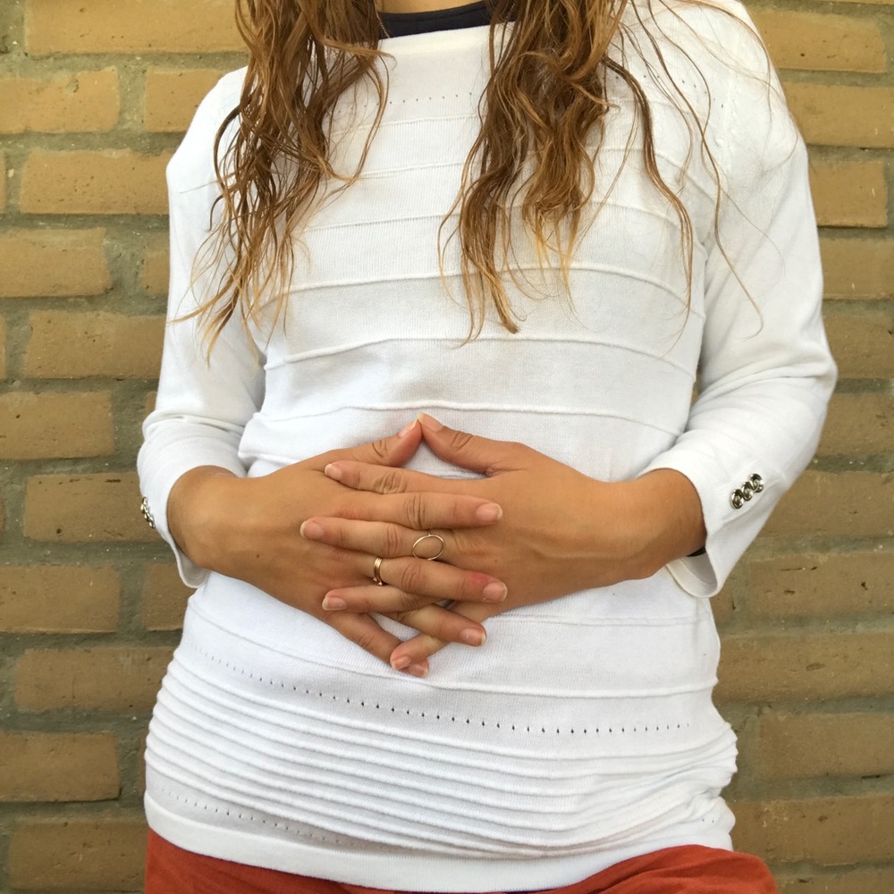 Karen Scott white sweater with crop sleeves - Picture 1 of 7